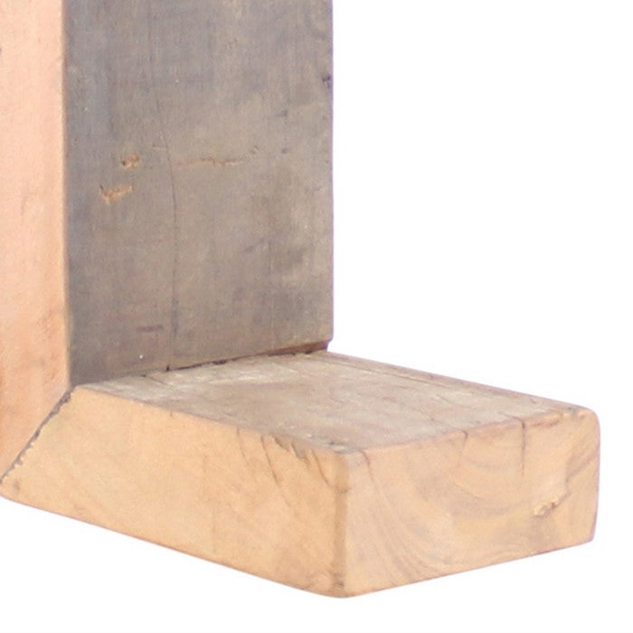 Reclaimed Wood L Shaped Wall Shelf, Large, Natural Brown