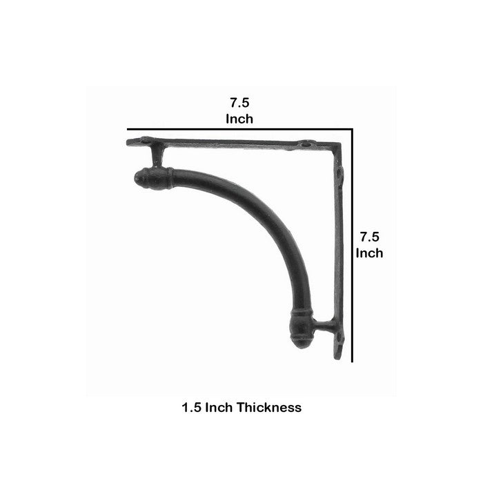 Metal Frame Wall Bracket with Curved Anterior, Antique Black
