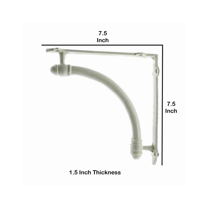 Metal Frame Wall Bracket with Curved Anterior, Antique White