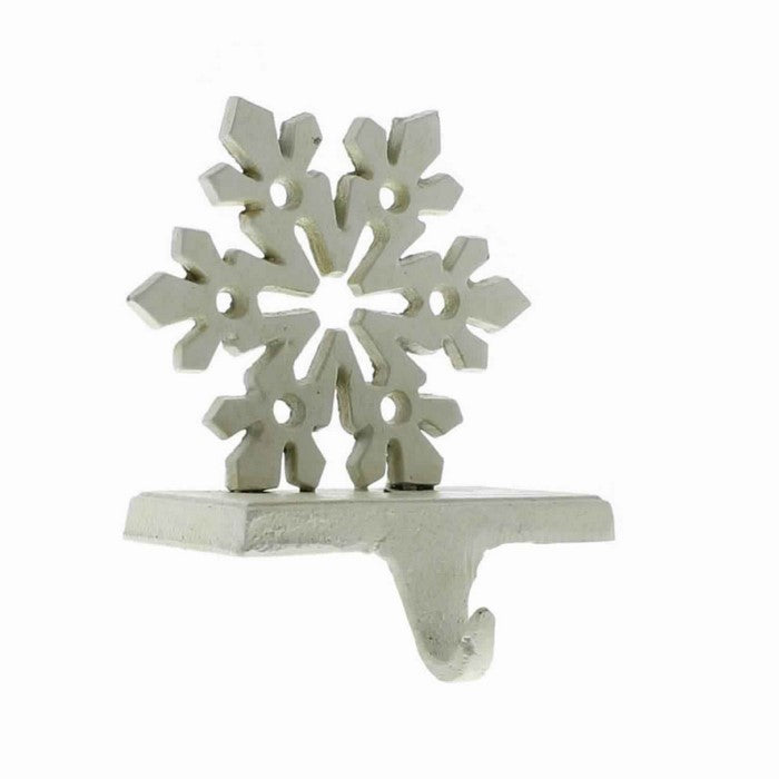 Metal Frame Snowflake Shape Stocking Holder, Antique White