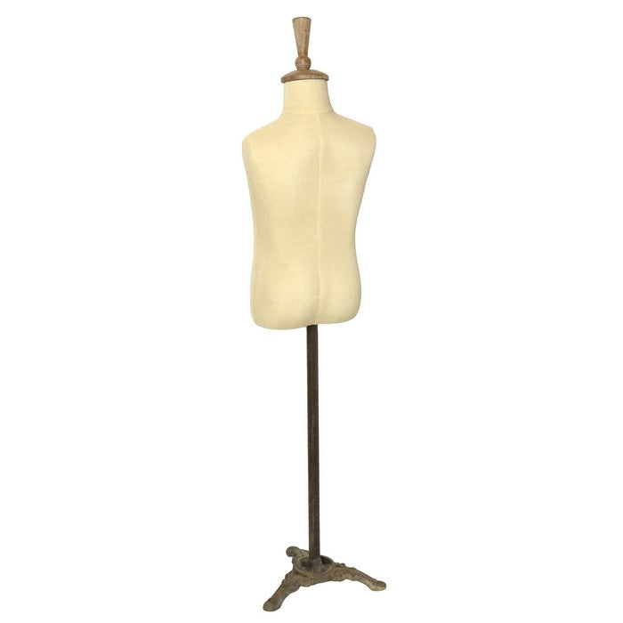 Metal Mannequin Torso Body with Triangular Base, Beige and Brown