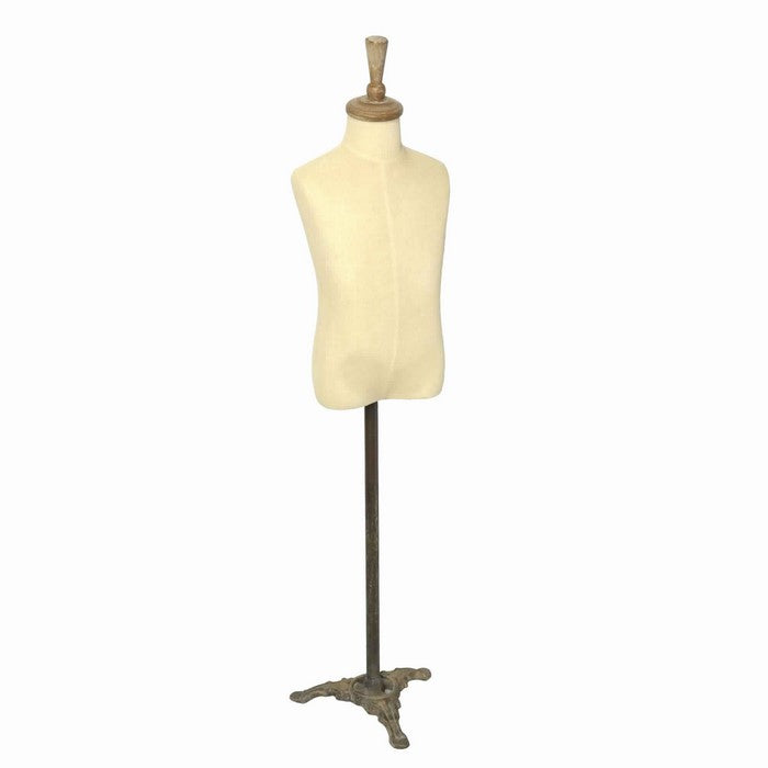 Metal Mannequin Torso Body with Triangular Base, Beige and Brown