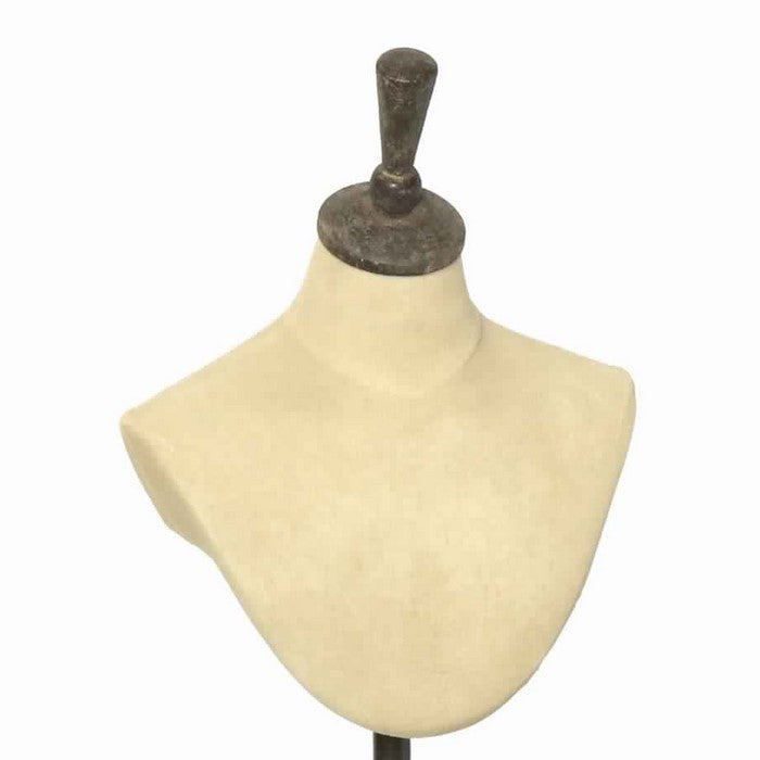 Bust with Metal Stand and Adjustable Height, Beige and Brown