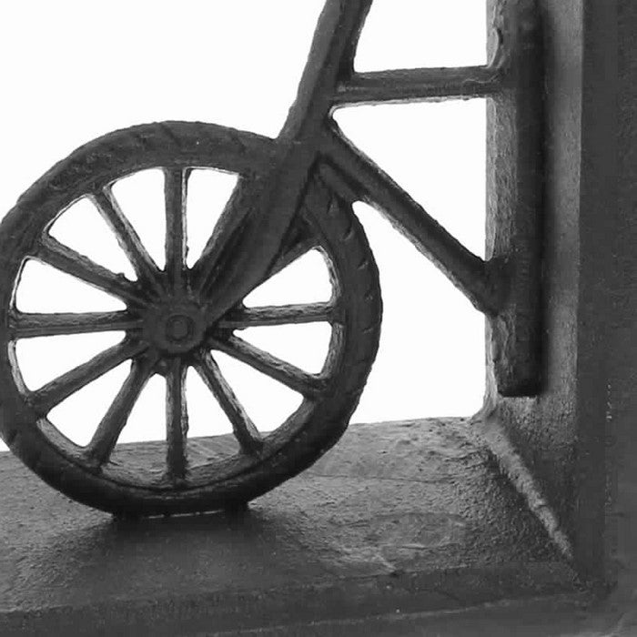 Industrial Design Bicycle Shape Cast Iron Bookend, Pair of 2, Black