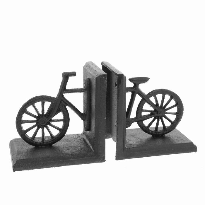 Industrial Design Bicycle Shape Cast Iron Bookend, Pair of 2, Black