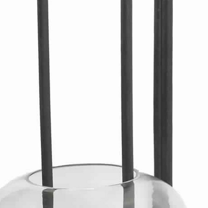 Metal Frame Lantern with Round Glass Hurricane and Hook Set, Black and Clear