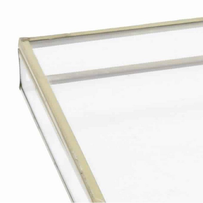 Square Metal and Glass Frame Storage Box with U Shape Hanger, Medium, Gold