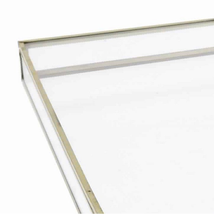 Square Metal and Glass Frame Storage Box with U Shape Hanger, Large, Gold