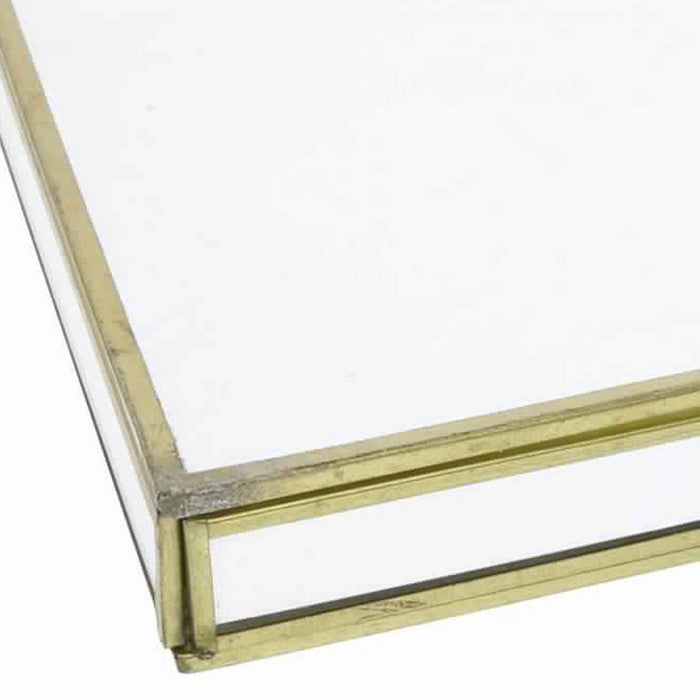 Square Metal and Glass Frame Storage Box with U Shape Hanger, Grand, Gold