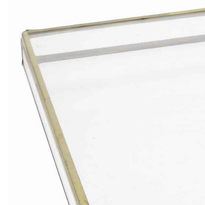Square Metal and Glass Frame Storage Box with U Shape Hanger, Grand, Gold