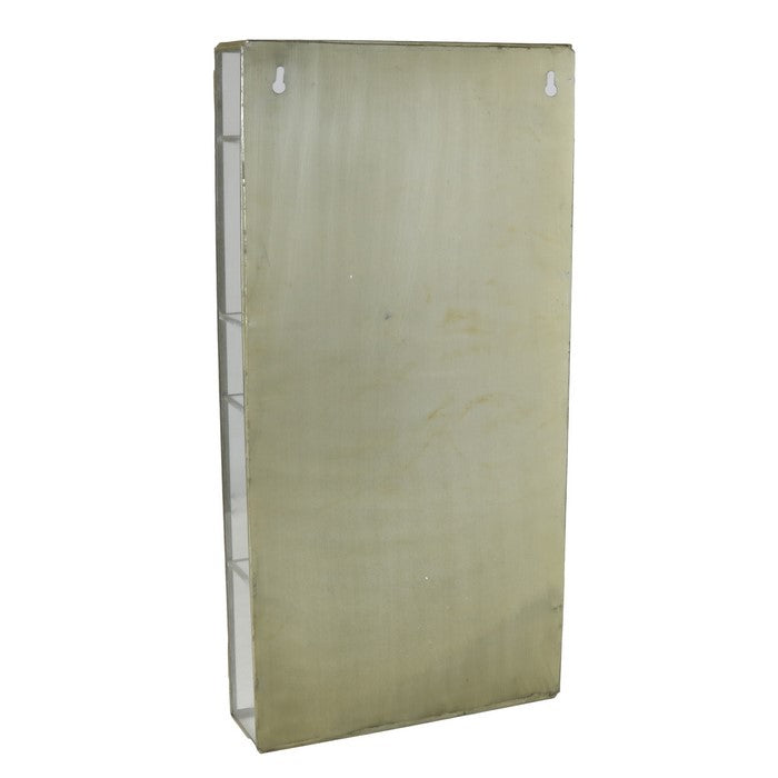 Metal Wall Case with Glass Panel Inserts and Ample Storage, Gold and Clear