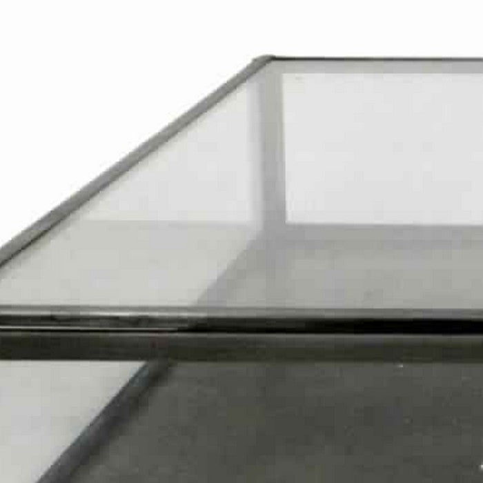 Square Metal and Glass Frame Case with Lift Top Storage, Large, Black