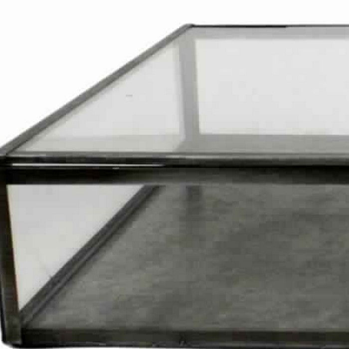 Rectangular Metal Frame Glass Case with Lift Top Storage, Large, Black