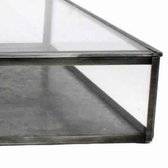 Rectangular Metal Frame Glass Case with Lift Top Storage, Large, Black