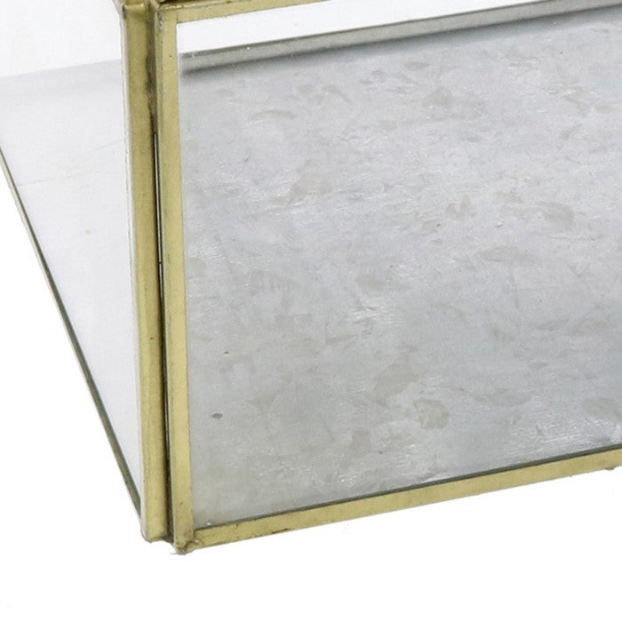Symmetric Pattern Metal Box with Galvanized Bottom, Brass and Clear