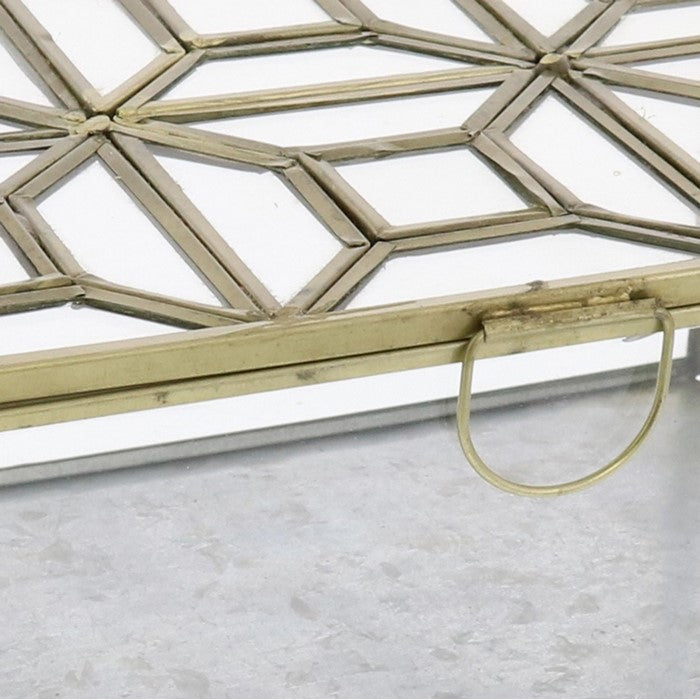 Symmetric Pattern Metal Box with Galvanized Bottom, Brass and Clear
