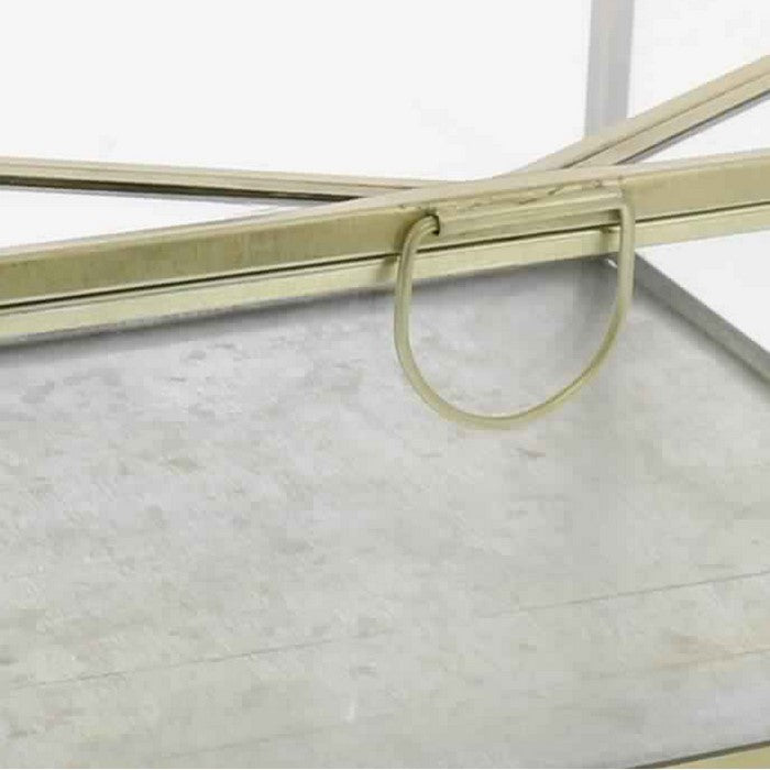 Diamond Top Metal Frame Storage Box with Glass Insets, Large, Gold