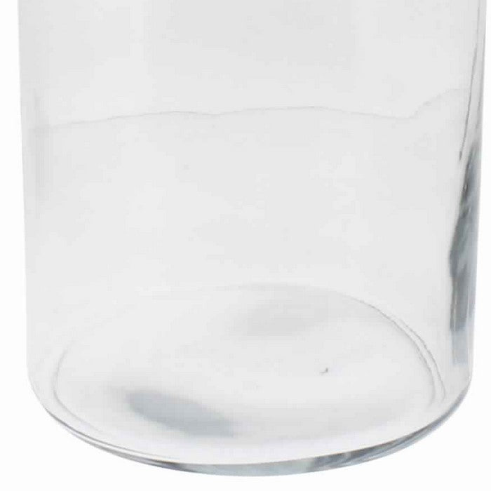 Cylindrical Glass Cannister with Metal Lid, Large, Clear and Antique Gold