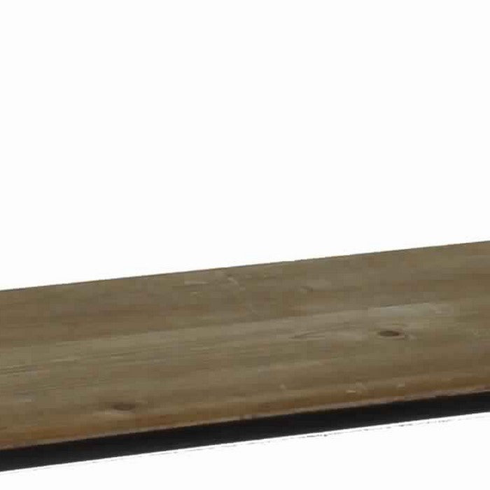 Parallelogram Shape Metal Frame Wooden Shelf, Large, Black and Brown