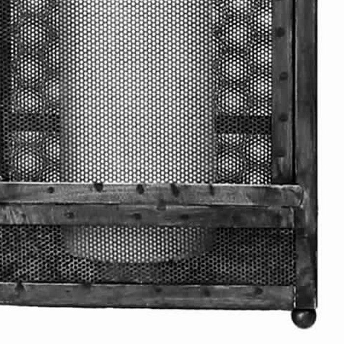 Mesh Design Metal Lantern with Lock and Round Handle, Large, Black