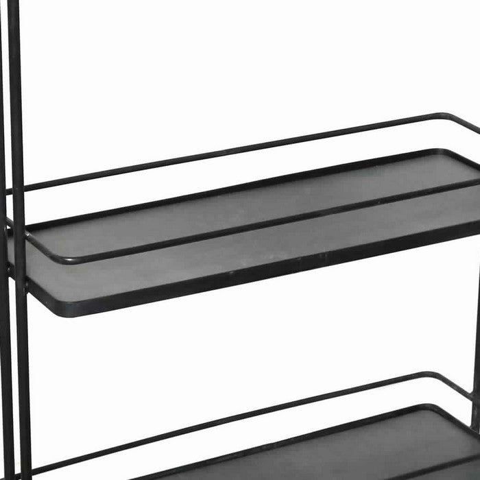 Industrial Style Metal Frame 3 Tier Trolley with Casters, Black