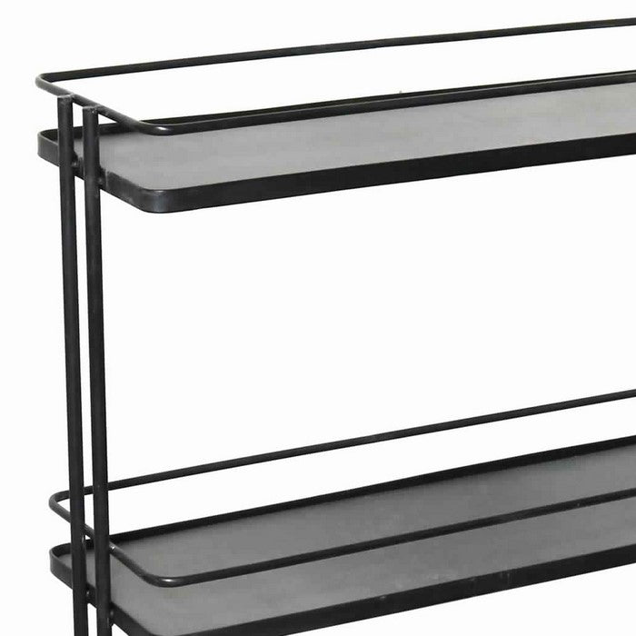 Industrial Style Metal Frame 3 Tier Trolley with Casters, Black