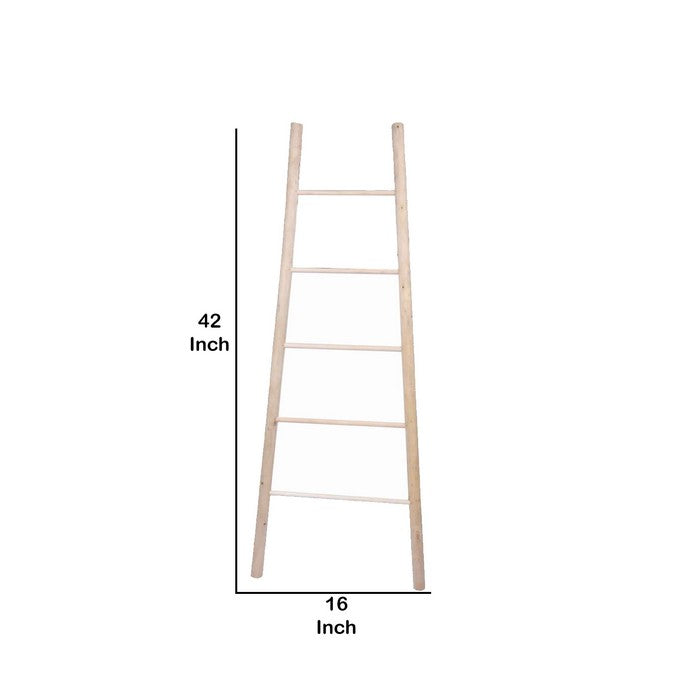 Decorative Wooden Ladder with 5 Slats, Natural Brown
