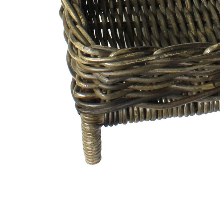 Rectangular Rattan Woven Tray with Tubular legs, Set of 2, Gray