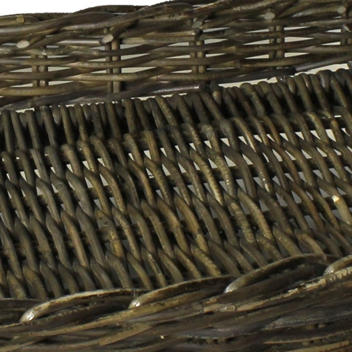 Rectangular Rattan Woven Tray with Tubular legs, Set of 2, Gray