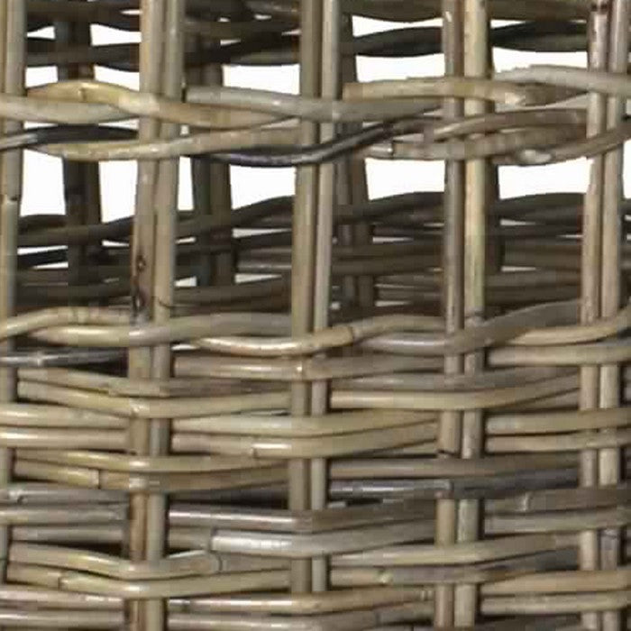 Round Shape Woven Rattan Umbrella Basket with Handles, Set of 2, Gray