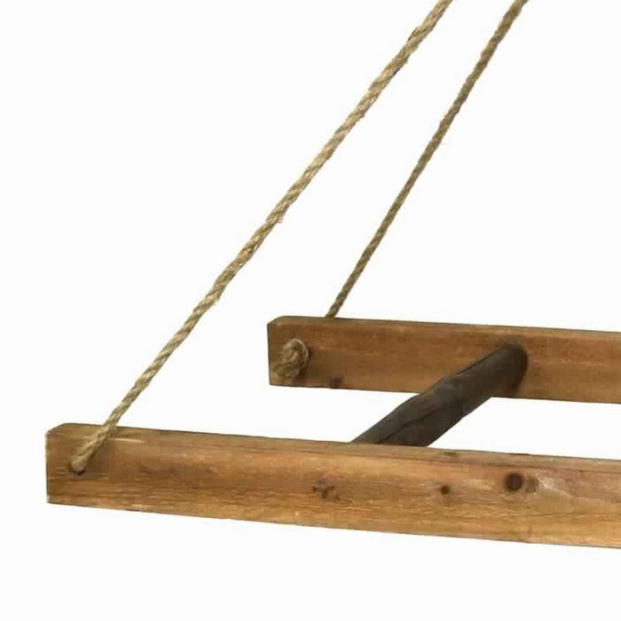 Decorative Horizontal Hanging Wooden Ladder with Hook, Brown