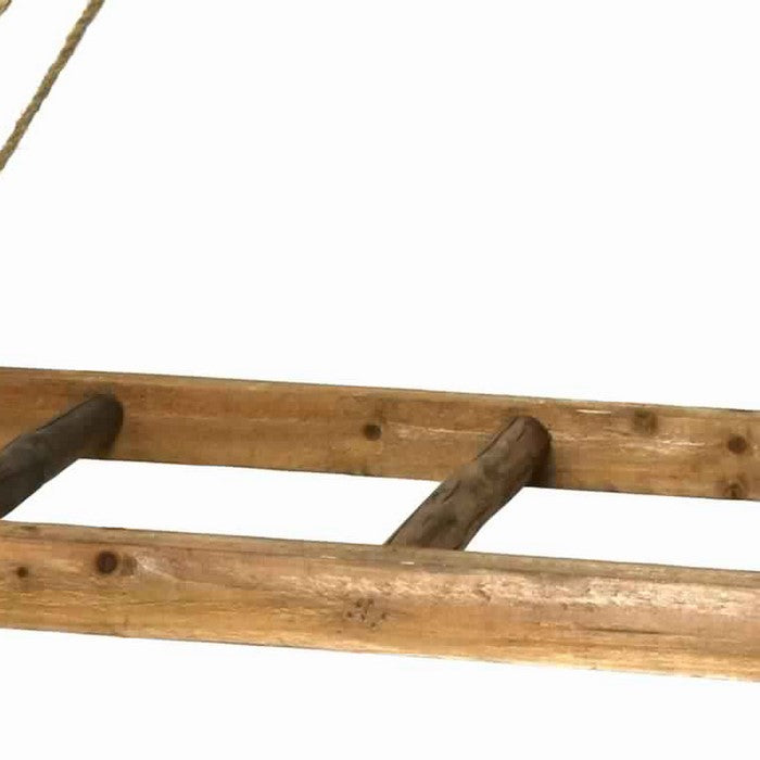 Decorative Horizontal Hanging Wooden Ladder with Hook, Brown