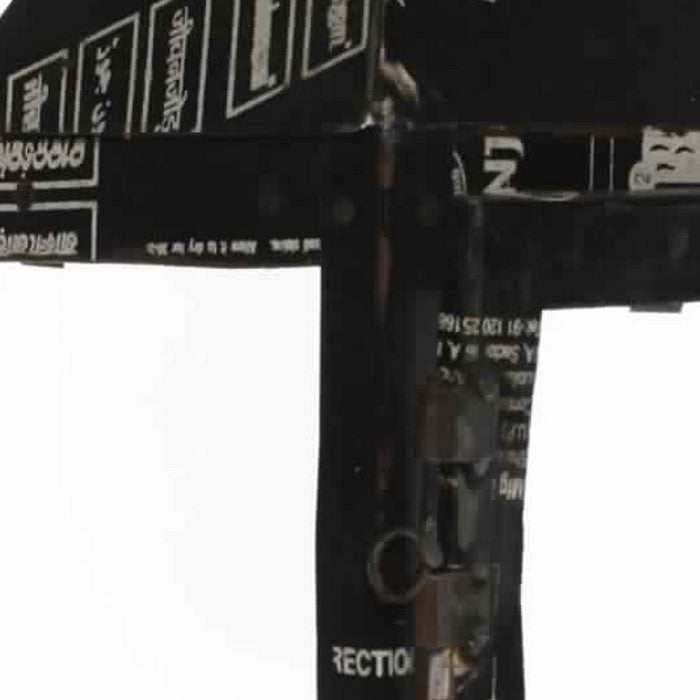 Gatehouse Shape Reclaimed Metal Frame Lantern with Typography, Black