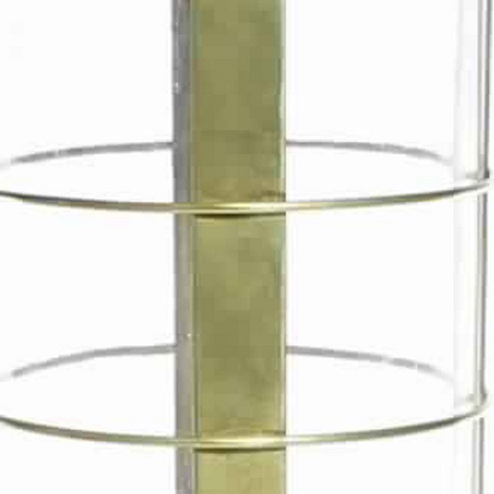 Metal and Glass Frame Lantern with Rope Hanger, Large, Gold and White