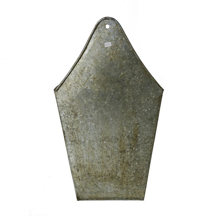 Metal Wall Bucket with Round Tapered Body and Triangular Top, Gray