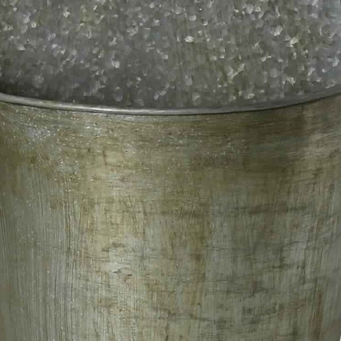 Metal Wall Bucket with Round Tapered Body and Triangular Top, Gray
