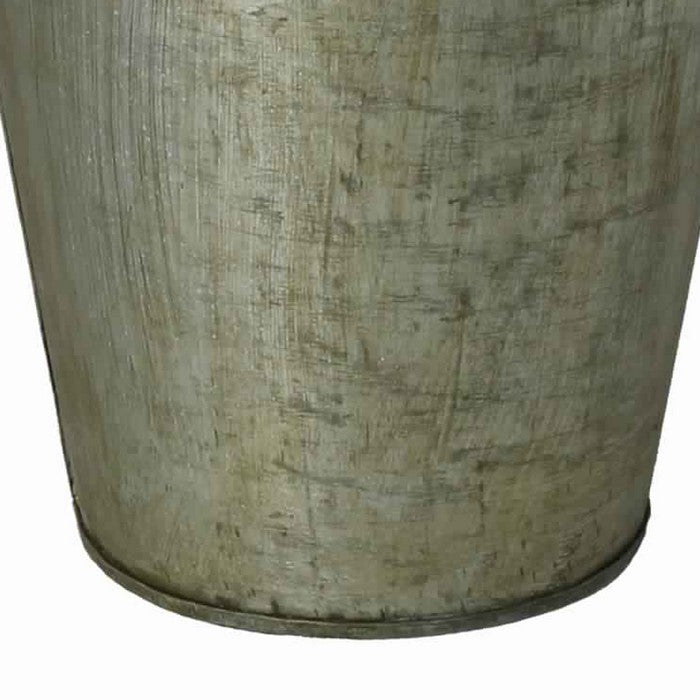 Metal Wall Bucket with Round Tapered Body and Triangular Top, Gray