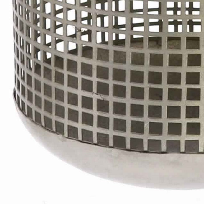 Bellied Mesh Design Metal Frame Lantern with Hanger, Small, Antique Nickel