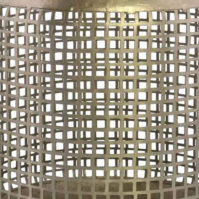 Mesh Design Bellied Metal Frame Lantern with Hanger, Large, Antique Nickel