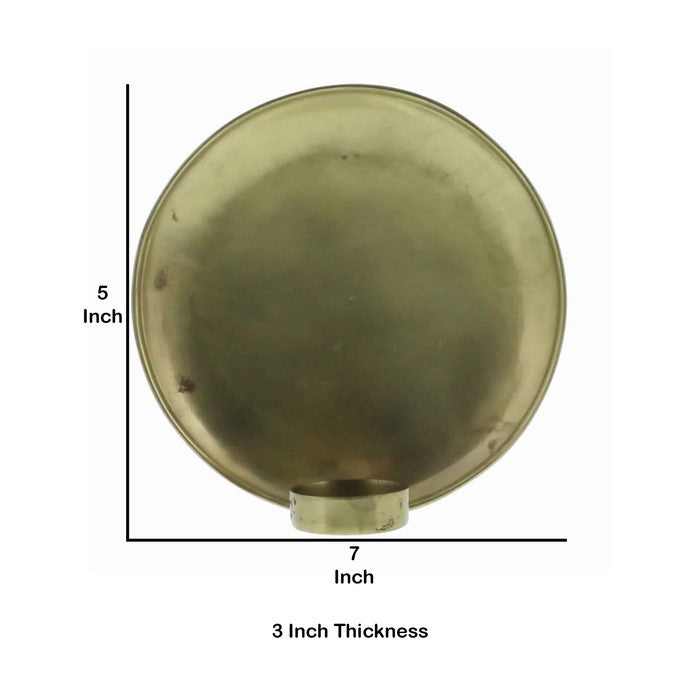 Round Metal Frame Tealight Wall Sconce, Large, Brass