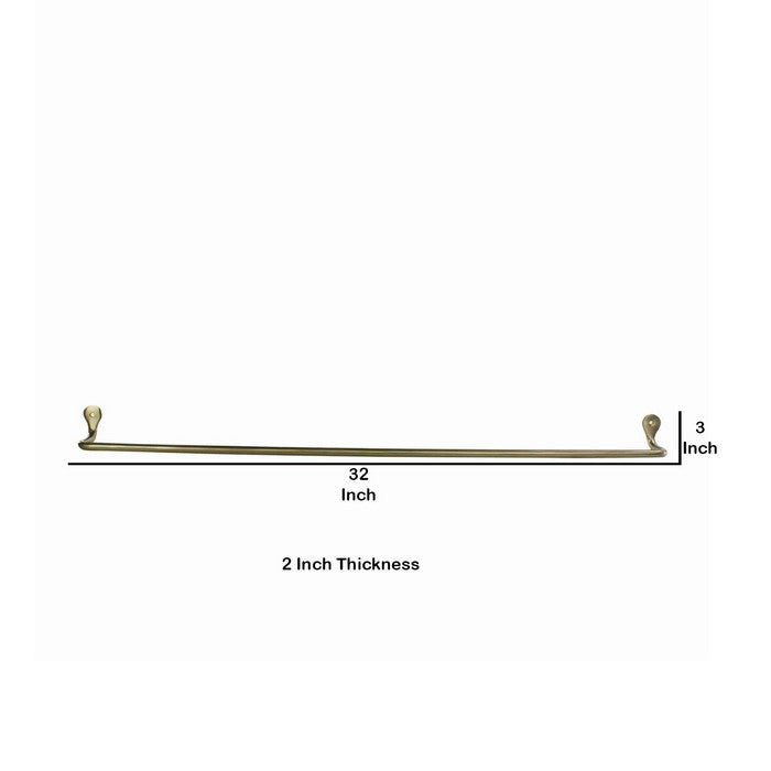 32 Inch Tubular Metal Wall Mounting Bar Hanger, Brass