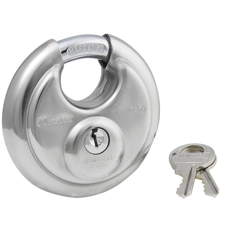 Master Lock Padlock, Stainless Steel Discus Lock, 2-3/4 in. Wide, 40DPF