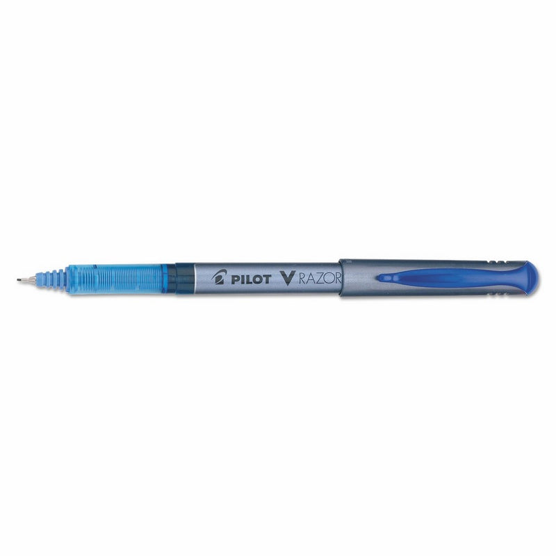 Pilot V Razor Point Liquid Ink Marker Pens, Extra Fine Point, Blue Barrel, Blue Ink, Dozen Box (11021)