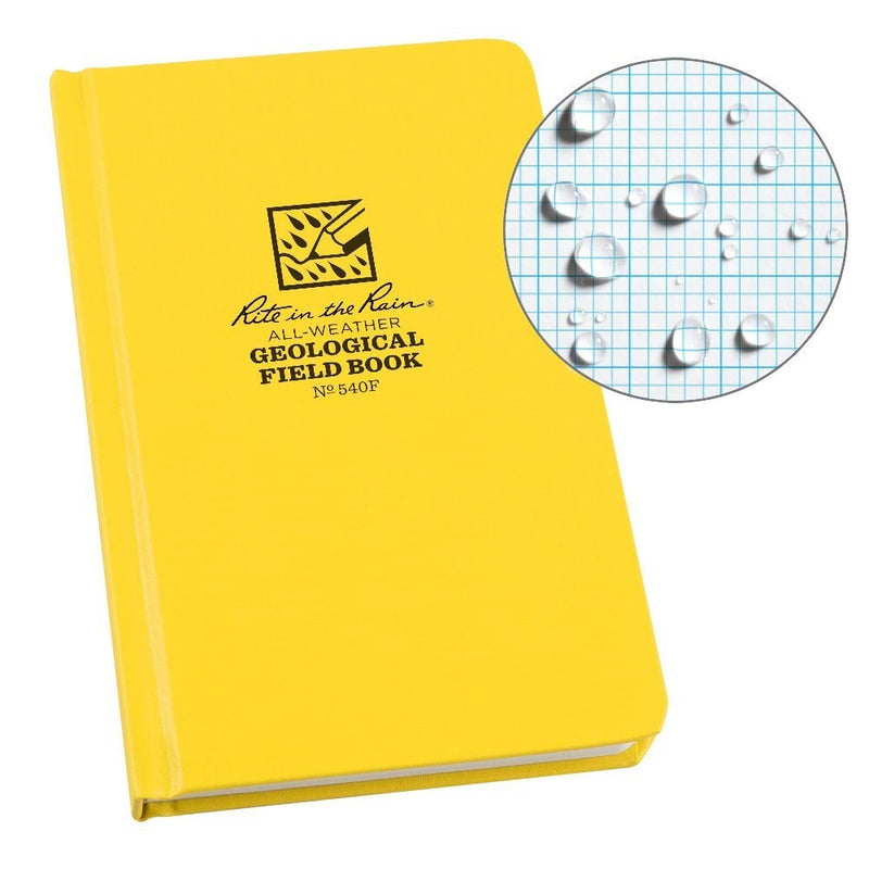 Rite in the Rain Weatherproof Hard Cover Notebook, 4 3/4" x 7 1/2", Yellow Cover, Geological Pattern (No. 540F)
