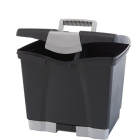 Storex Portable File Box with Bottom Drawer, Letter Size, Black (61513U01C)
