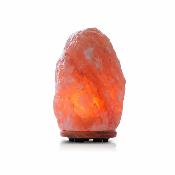 Himalayan Glow 1004 Extra Heavy Salt lamp, ETL Certified with Elegant Wooden Base & Salt lamp light bulbs | 15-20 lbs by WBM