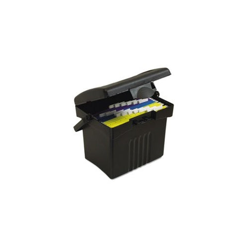 Storex Economy Portable File Box for Letter Size Hanging Files, Black (61502U01C)