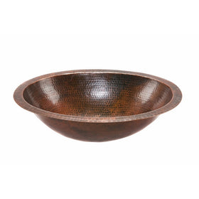 Premier Copper Products LO19FDB Oval Under Mount Hammered Copper Bathroom Sink, Oil Rubbed Bronze