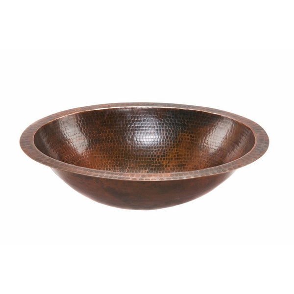 Premier Copper Products LO19FDB Oval Under Mount Hammered Copper Bathroom Sink, Oil Rubbed Bronze