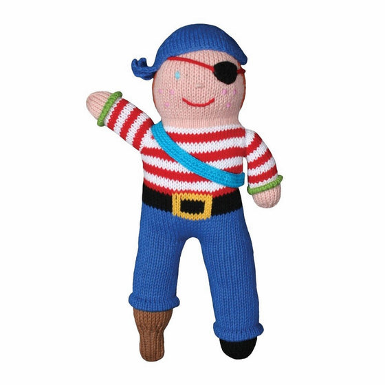 Zubels 100% Hand-Knit Arr-nee the Pirate Plush Doll Toy, 12-Inch, All Natural Fibers, Eco-Friendly